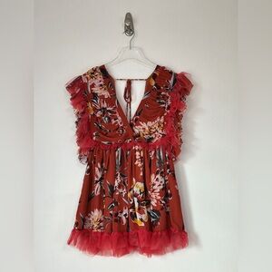 Tularosa Ameila Mini Dress in Orange Dahlia Floral Size Small